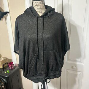 Savvi Mojave Hoodie Womens Large Charcoal Gray Oversized Poncho Pullover